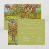 ヴィンテージの花柄の返信カード。春と夏の結婚式に。 招待状 (正面/裏面)