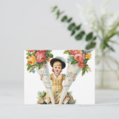 ヴィンテージの花柄の郵便はがき ポストカード (スタンド正面)