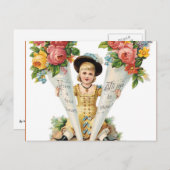 ヴィンテージの花柄の郵便はがき ポストカード (正面/裏面)