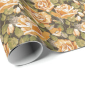 ヴィンテージの花柄の黄色いバラ ラッピングペーパー (ロールコーナー)