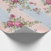 ヴィンテージの花柄は包装紙を縞で飾り、 ラッピングペーパー (角)