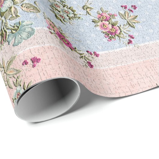 ヴィンテージの花柄は包装紙を縞で飾り、 ラッピングペーパー (ロールコーナー)