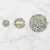 ヴィンテージの花柄オリーブグリーンのトワルドジューイシャワー コンフェッティ (正面)