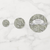 ヴィンテージの花柄オリーブグリーンのトワルドジューイシャワー コンフェッティ (裏面)