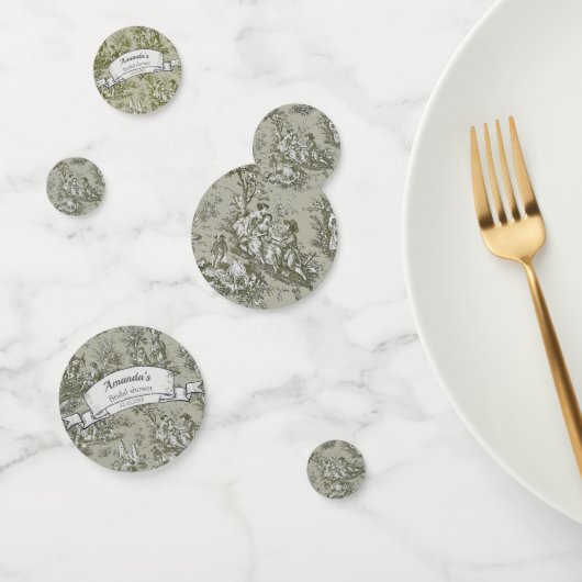 ヴィンテージの花柄オリーブグリーンのトワルドジューイシャワー コンフェッティ (グループ)