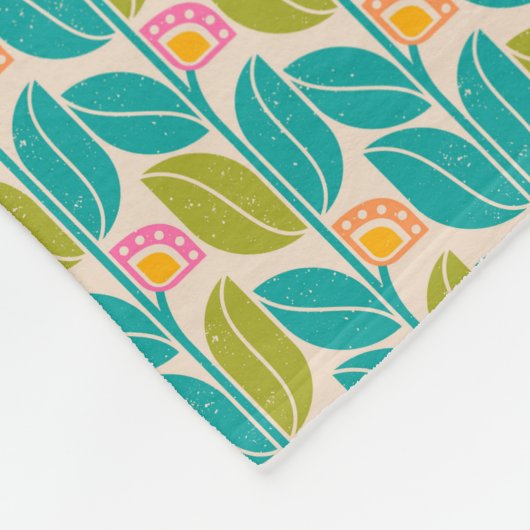 ヴィンテージの花柄パターンが付いている毛布 フリースブランケット (角)