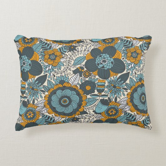 ヴィンテージの花柄パターン アクセントクッション (正面)