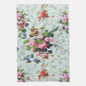 ヴィンテージの花柄パターン キッチンタオル (縦)