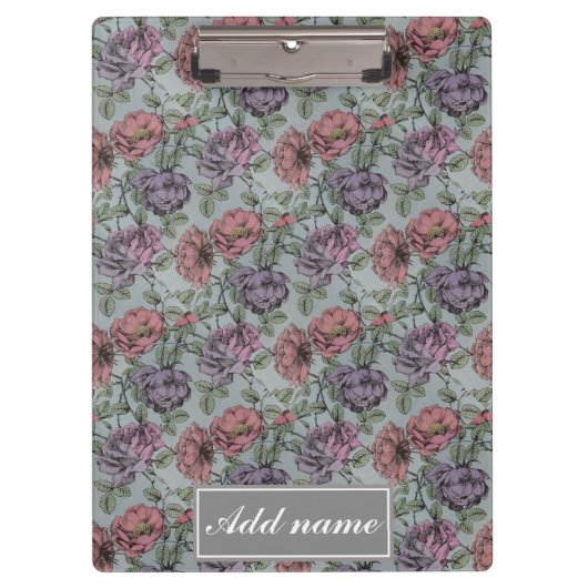 ヴィンテージの花柄パターン クリップボード (正面)