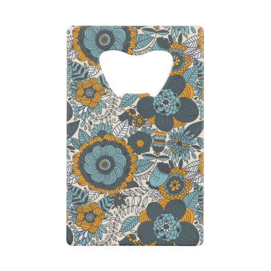 ヴィンテージの花柄パターン クレジットカード栓抜き (正面)