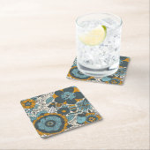 ヴィンテージの花柄パターン スクエアペーパーコースター (インサイチュ)