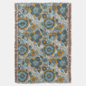 ヴィンテージの花柄パターン スローブランケット (正面縦)