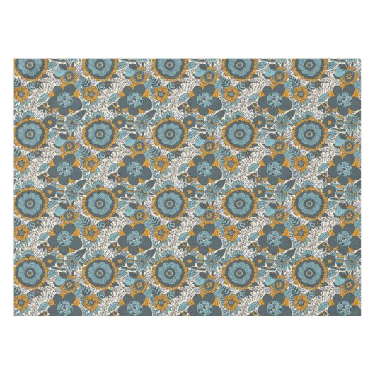 ヴィンテージの花柄パターン テーブルクロス (正面(横))