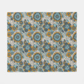 ヴィンテージの花柄パターン フリースブランケット (正面(横))