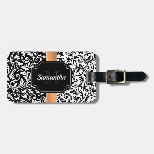 ヴィンテージの花柄パターン ラゲッジタグ (正面横)