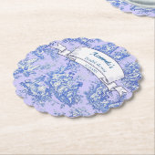 ヴィンテージの花柄ブルー パープル トワール ド ジュー ペーパーコースター (アングル)