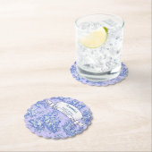 ヴィンテージの花柄ブルー パープル トワール ド ジュー ペーパーコースター (インサイチュ)