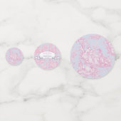 ヴィンテージの花柄ブルー ピンク トワル ド ジュイ シャワー コンフェッティ (正面)