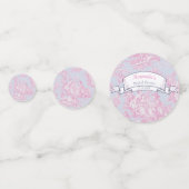 ヴィンテージの花柄ブルー ピンク トワル ド ジュイ シャワー コンフェッティ (裏面)