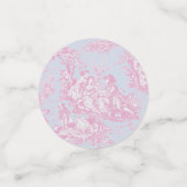 ヴィンテージの花柄ブルー ピンク トワル ド ジュイ シャワー コンフェッティ (スモール正面)