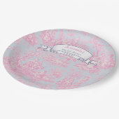 ヴィンテージの花柄ブルー ピンク トワル ド ジュイ シャワー ペーパープレート (アングル)