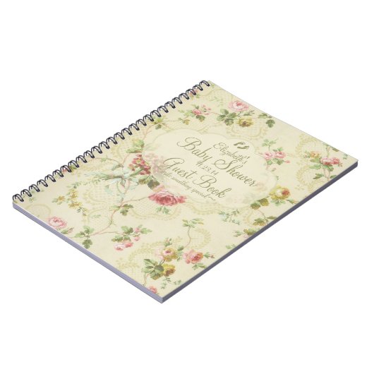 ヴィンテージの花柄ベビーのシャワーの来客名簿 ノートブック (左側)
