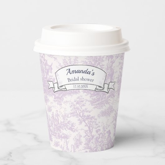 ヴィンテージの花柄ライラック トワルドジュー シャワーペーパー 紙コップ (正面)