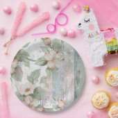 ヴィンテージの花柄及び木製のぼろぼろのシックな紙皿 ペーパープレート (パーティー)