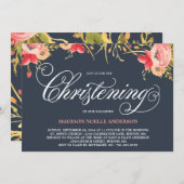 ヴィンテージの花柄|の洗礼を施す招待状 招待状 (正面/裏面)