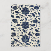 ヴィンテージの花柄|の海軍およびクリームのゲストの詳細 エンクロージャーカード (裏面)