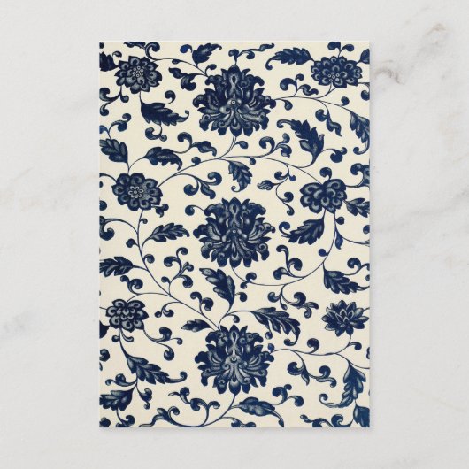 ヴィンテージの花柄|の海軍およびクリームのゲストの詳細 エンクロージャーカード (裏面)