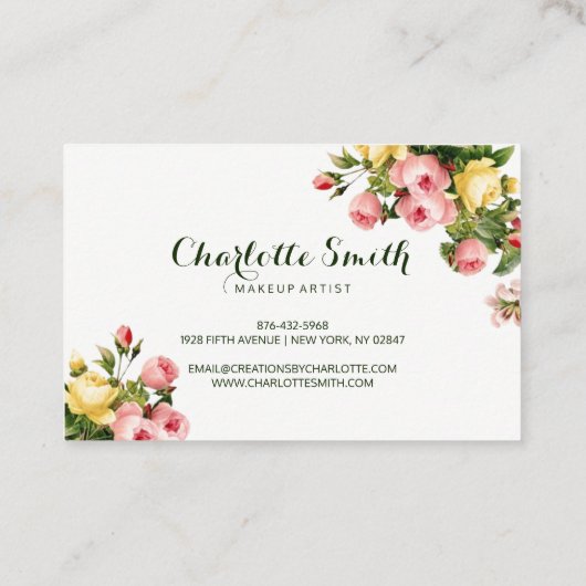 ヴィンテージの花柄 名刺 (裏面)