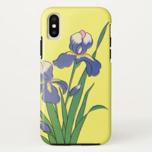 ヴィンテージの花柄、紫色の春の庭のアイリス花 iPhone X ケース