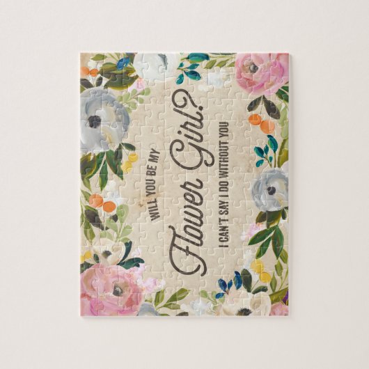 ヴィンテージの花模様|のフラワー・ガールのパズル ジグソーパズル (縦)