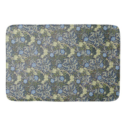 ヴィンテージの花模様（青） バスマット (正面)