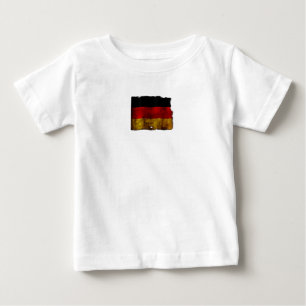 ヴィンテージの花畑でドイツ語のハッピーマザーズデー ベビーTシャツ