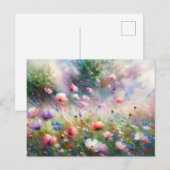 ヴィンテージの花畑の自然風景 ポストカード (正面/裏面)
