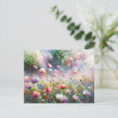 ヴィンテージの花畑の自然風景 ポストカード (スタンド正面)
