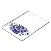 ヴィンテージの花籠ブルーウッドカット手帳 ノートブック (左側)