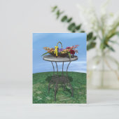 ヴィンテージの花籠 ポストカード (スタンド正面)