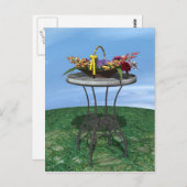 ヴィンテージの花籠 ポストカード (正面/裏面)