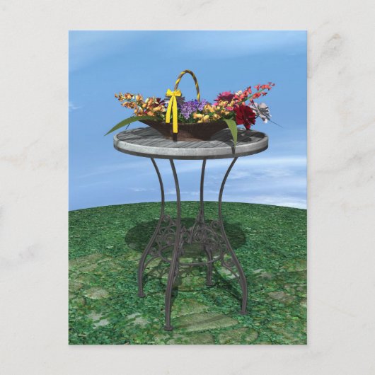 ヴィンテージの花籠 ポストカード (正面)