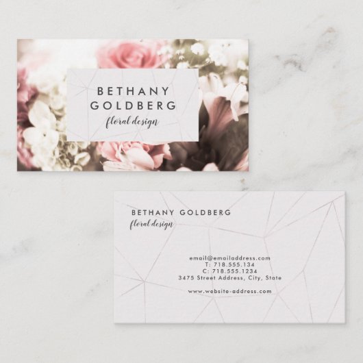 ヴィンテージの花花束の花柄の名刺 名刺 (正面/裏面)