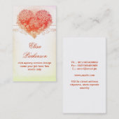 ヴィンテージの花赤い愛ハートの名刺 名刺 (正面/裏面)