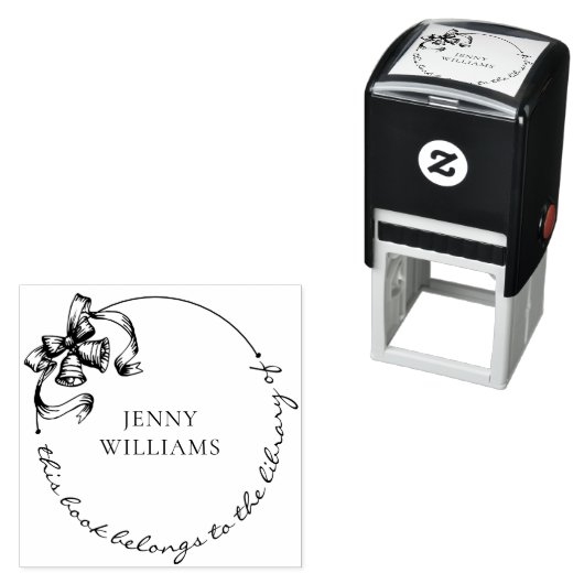 ヴィンテージの花輪の弓 カスタム名 ライブラリーブック セルフインキングスタンプ (インサイチュ)