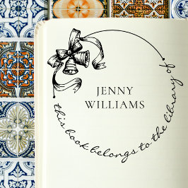 ヴィンテージの花輪の弓 カスタム名 ライブラリーブック セルフインキングスタンプ