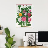 ヴィンテージの花開く花々、春の庭園のバラ ポスター (ホームオフィス)