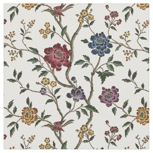 ヴィンテージの花鳥模様 ファブリック (クローズアップ)