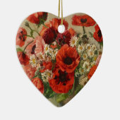 ヴィンテージの花、ケシ セラミックオーナメント (右)