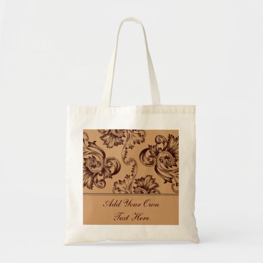 ヴィンテージの花（ダークブラウン） トートバッグ (正面)